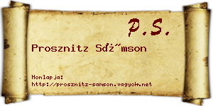 Prosznitz Sámson névjegykártya